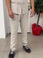 Pantaloni 100% lino con laccio FGD MODA