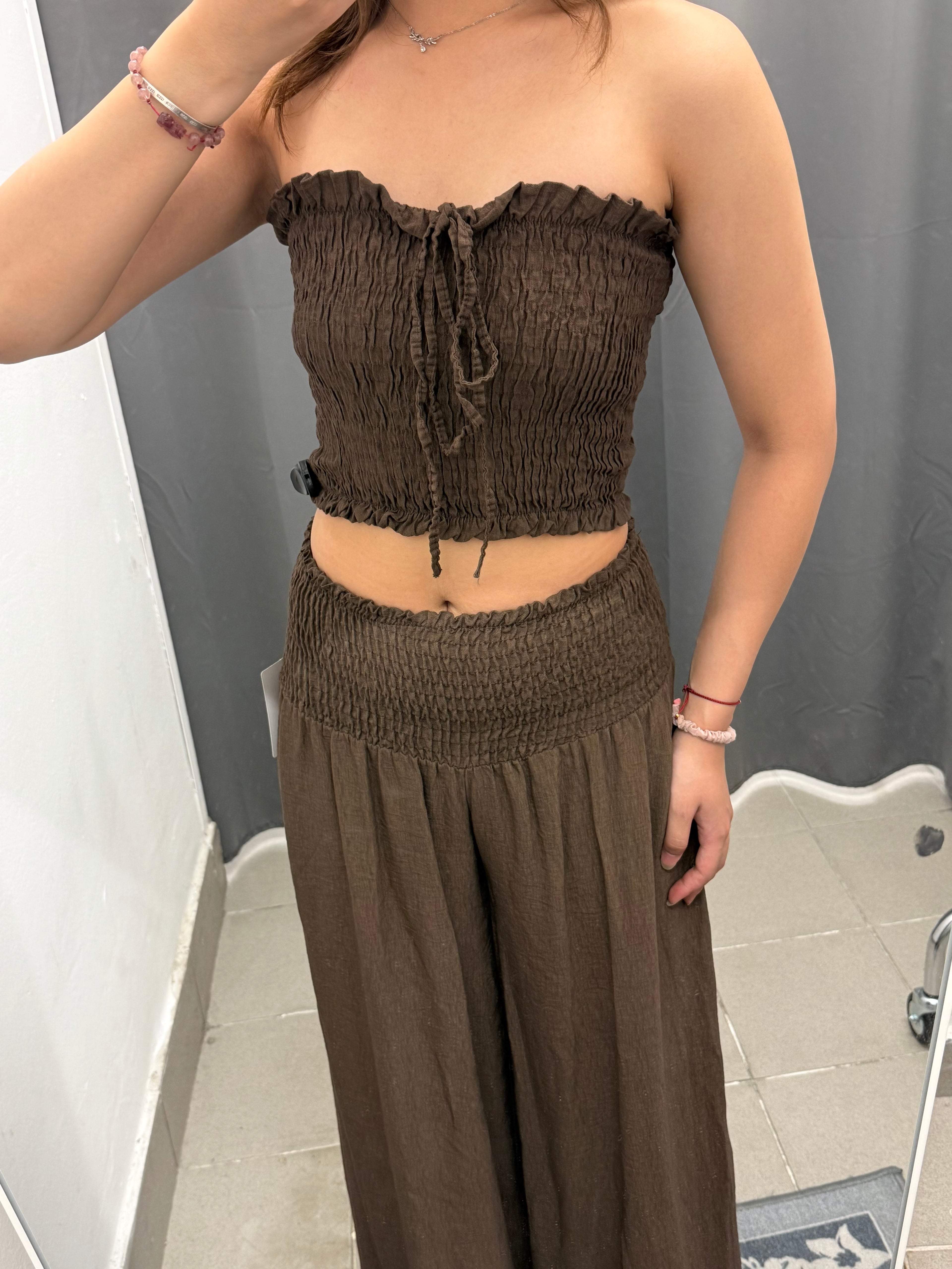 Set Coordinato Top Crop a Fascia e Pantaloni a Palazzo FGD MODA