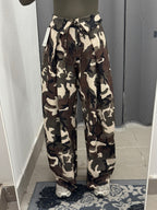 Pantaloni Barrel Militari Con Pieghe In Vita E Pence FGD MODA
