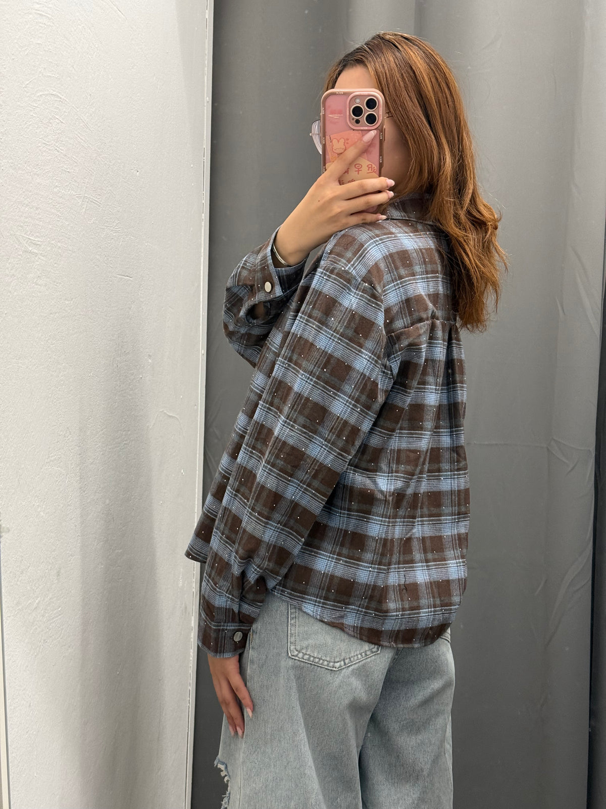 Camicia Over Fit Scozzese Brillantinata Con Taschino FGD MODA