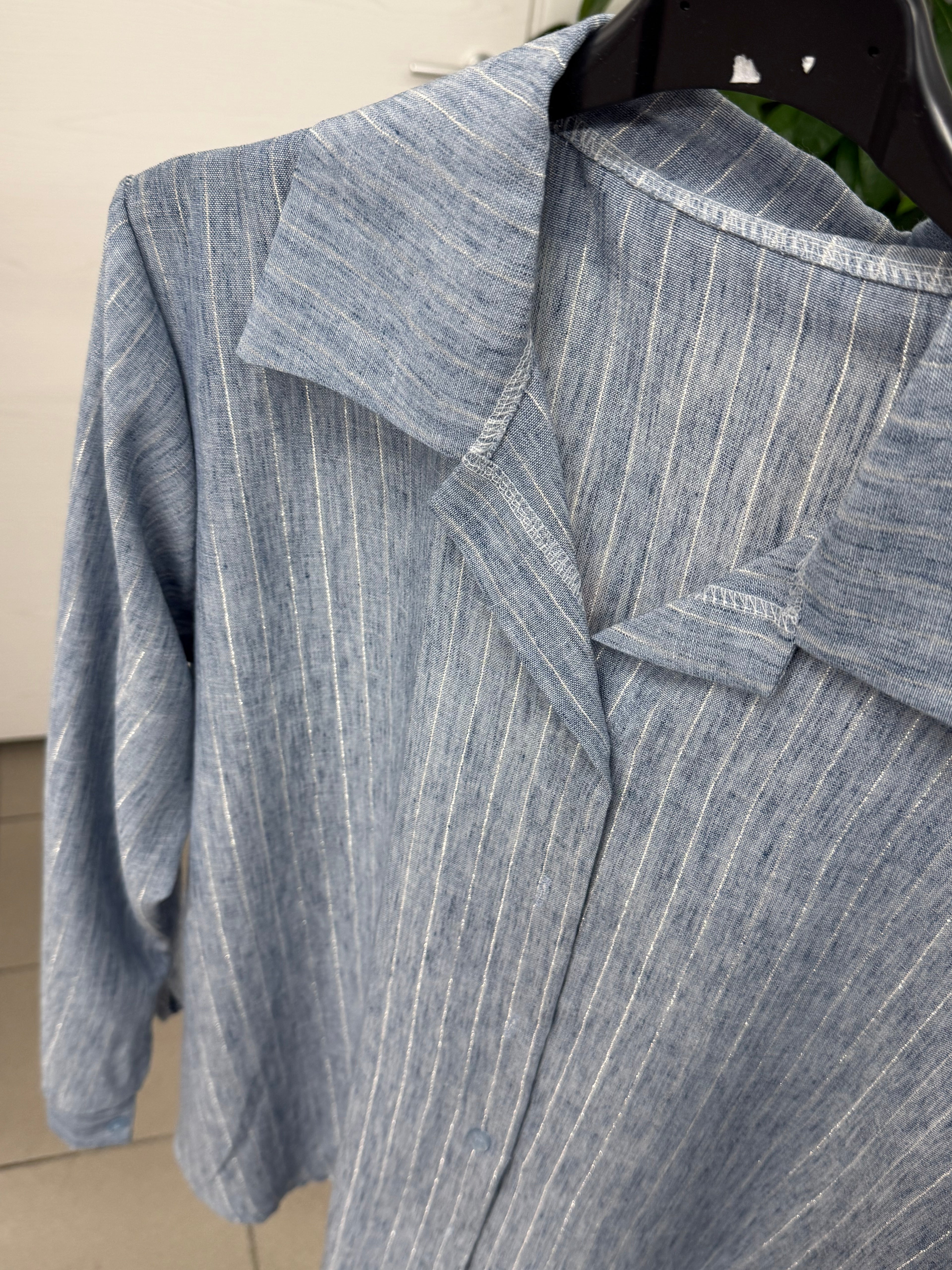 Camicia in viscosa gessato con lurex per taglie curvy FGD MODA