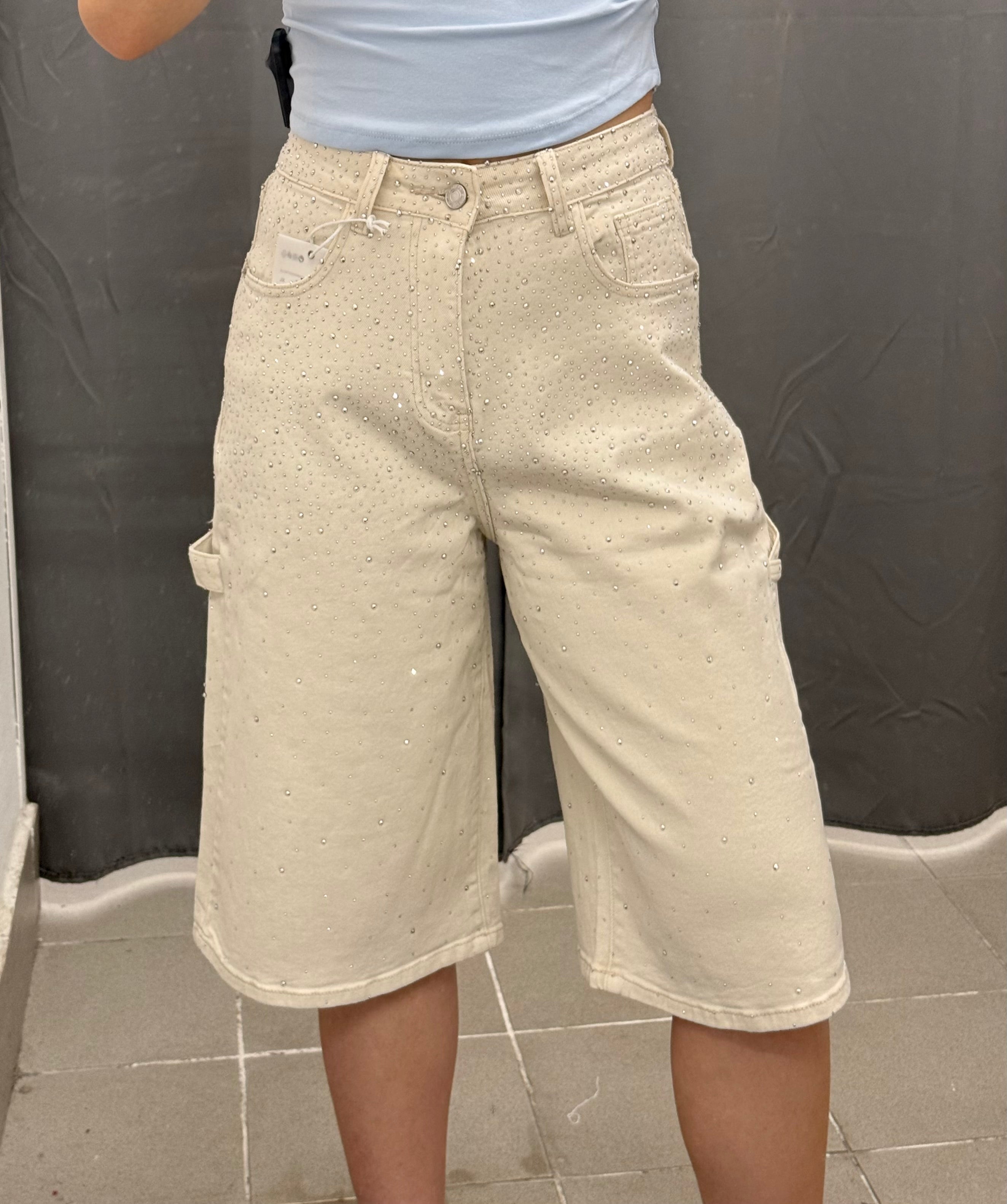 Bermuda di Jeans con Brillantini YW1571 FGD MODA