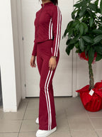 Set coordinato Felpa con zip e pantaloni a campana con strisce laterali FGD MODA