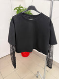 Maglietta con maniche in pizzo crop FGD MODA