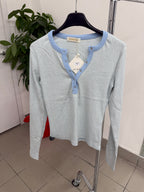 Magliettina a costine a righe con bottoni FGD MODA