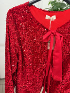 Giacca in velluto con paillettes con chiusura a fiocchi FGD MODA