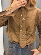 Camicia Over Fit Con Cravatta Con Spille FGD MODA