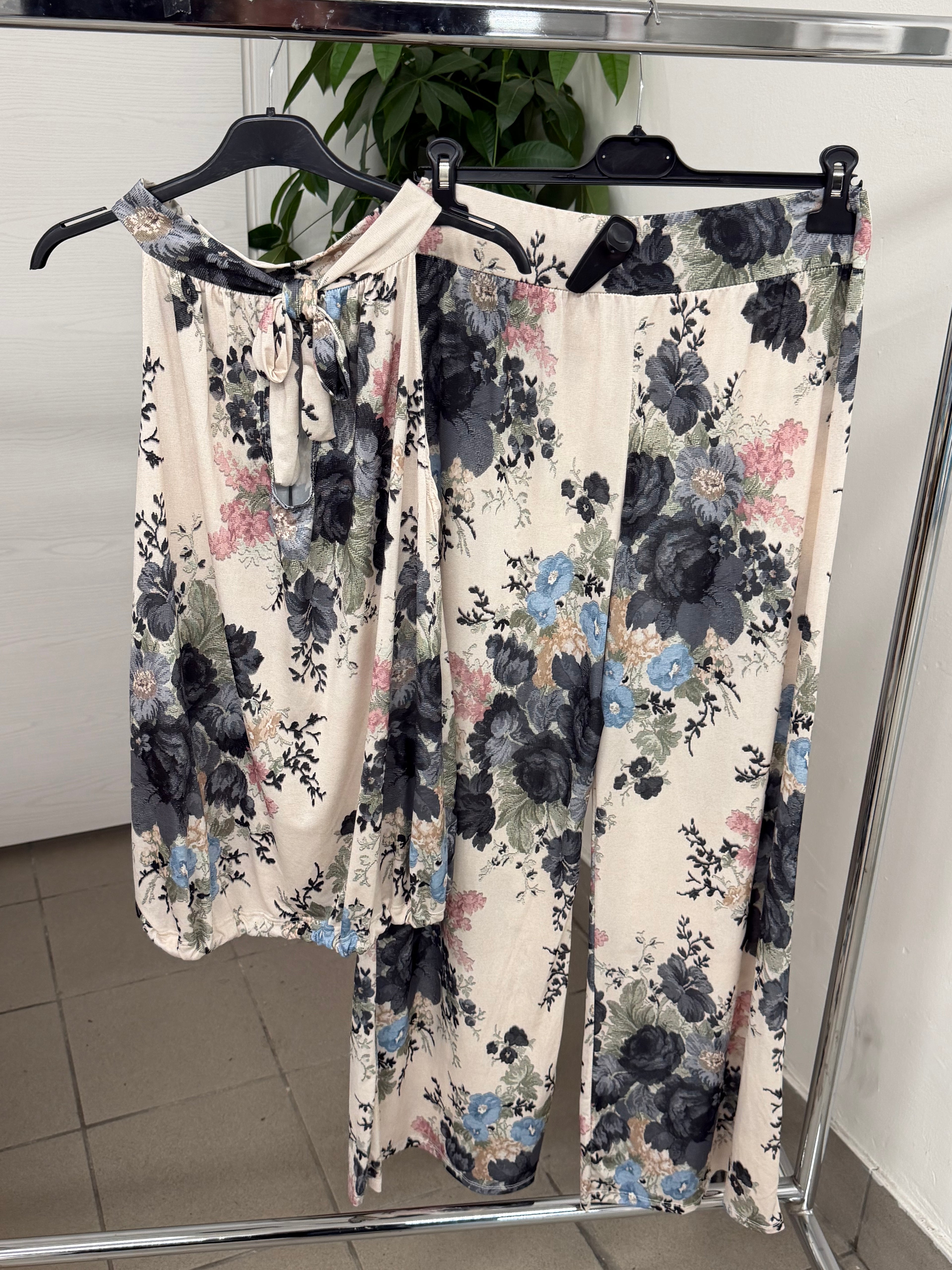Set coordinato Canotta e Pantaloni a palazzo con motivo fiorato FGD MODA