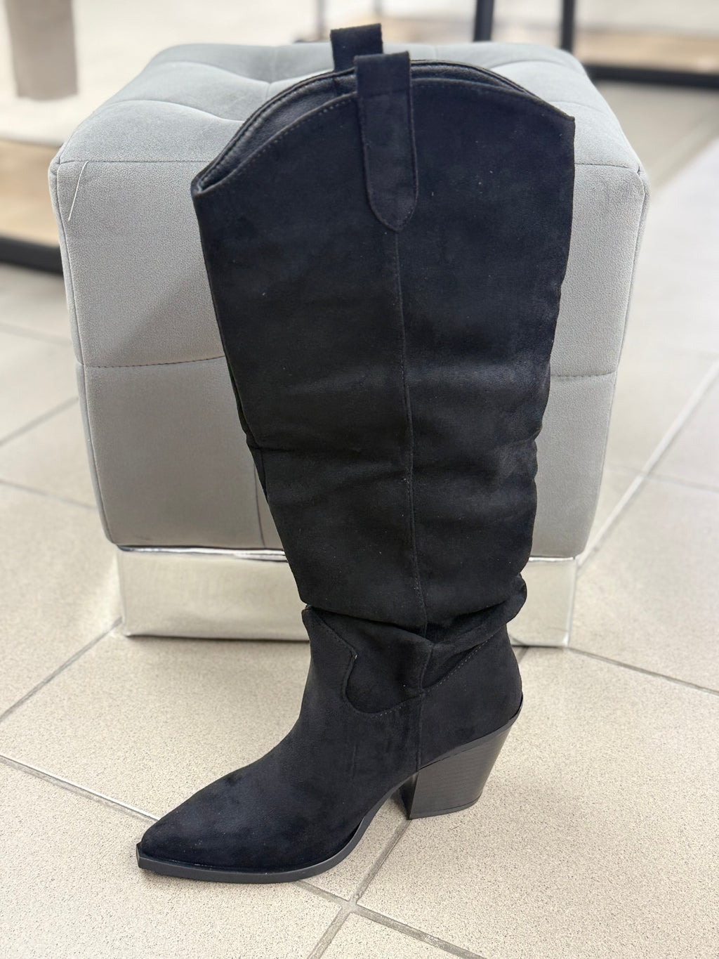 Stivali Texani In Camoscio Con Pieghe WS225 FGD MODA