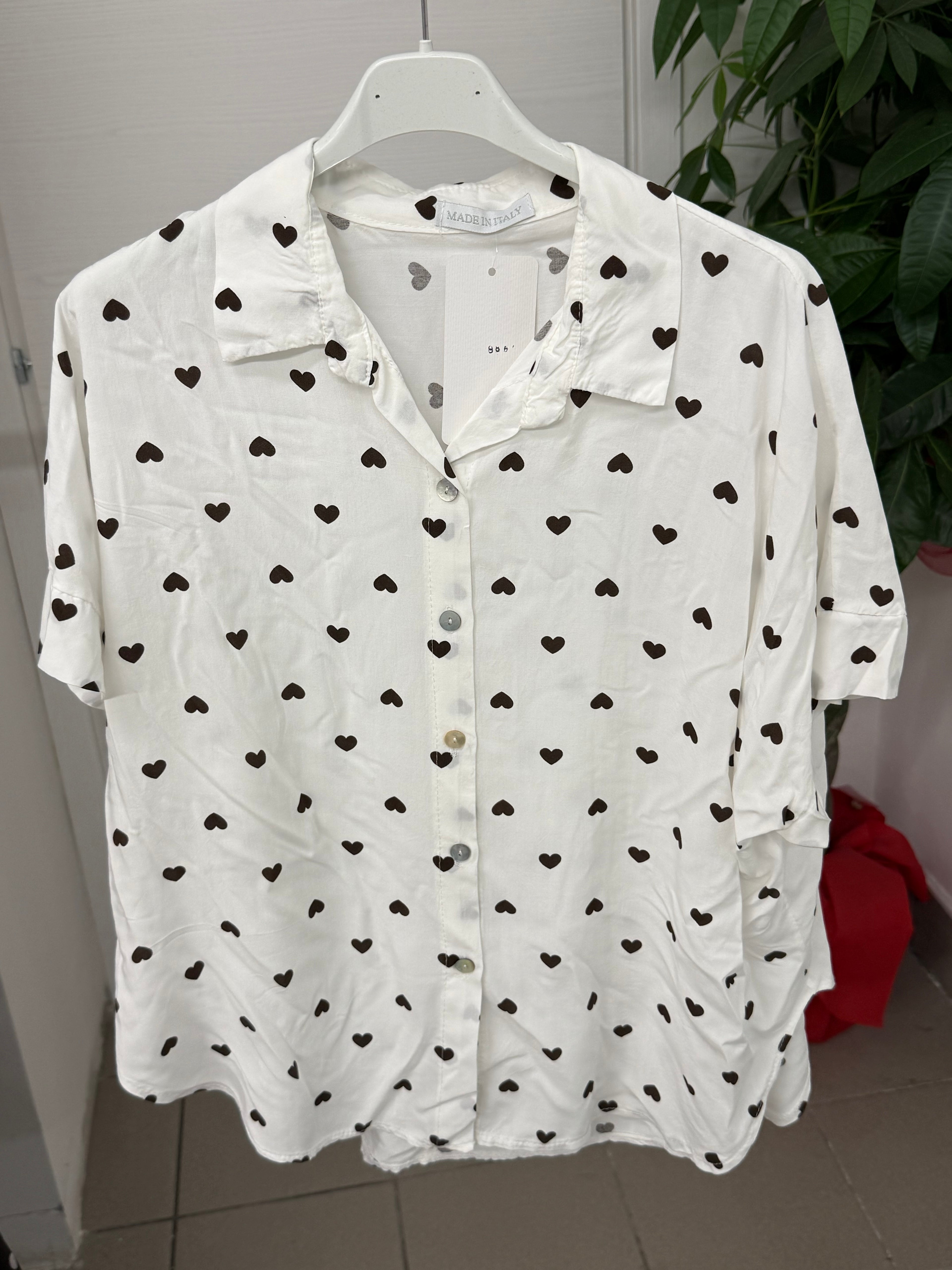 Camicia 100% Viscosa con Stampa Cuoricini FGD MODA
