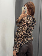 Blusa Leopardata Con Maniche A Palloncino FGD MODA