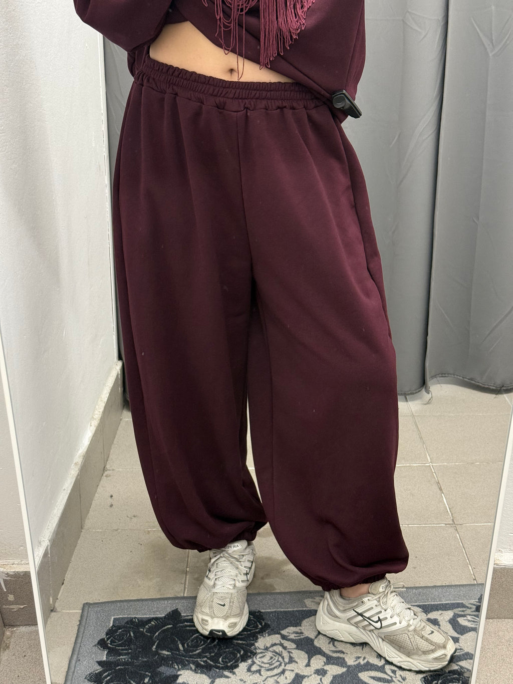 Set Coordinato Garzato Felpa Con Frange E Pantaloni Balloon Con Polsini FGD MODA