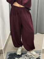 Set Coordinato Garzato Felpa Con Frange E Pantaloni Balloon Con Polsini FGD MODA