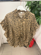 Camicia 100% cotone leopardata con volant laterali FGD MODA
