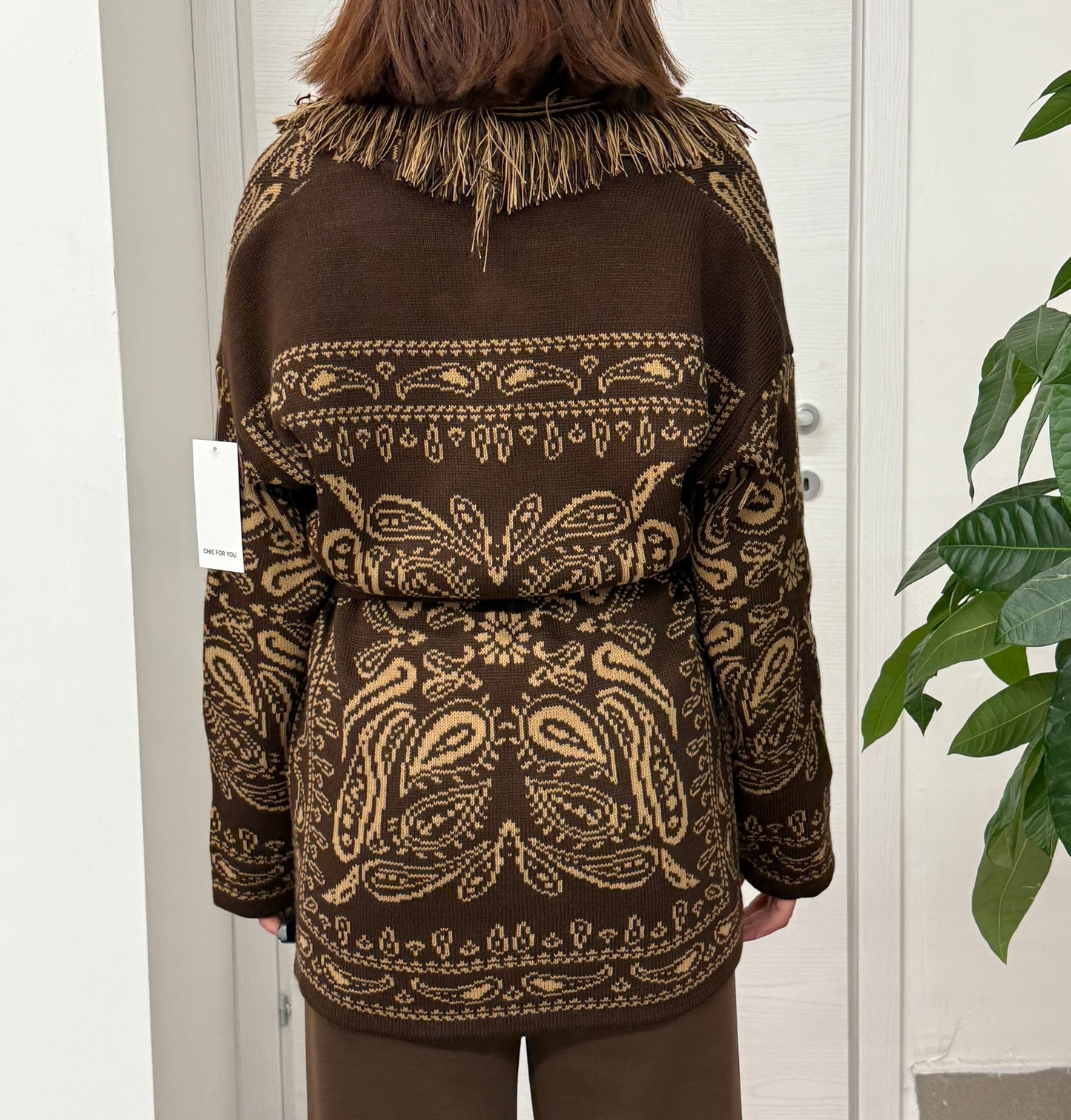 Giacca a fantasia con cinta