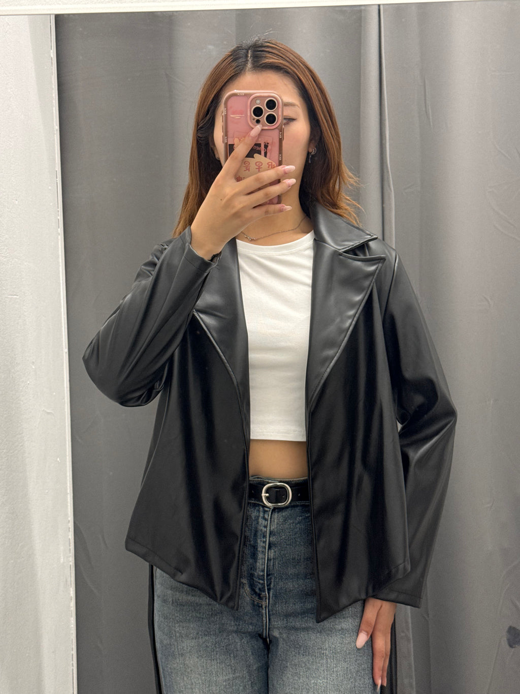 Giacca In Ecopelle Con Cinta FGD MODA