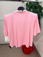 T-shirt in viscosa crop con spalle imbottite FGD MODA
