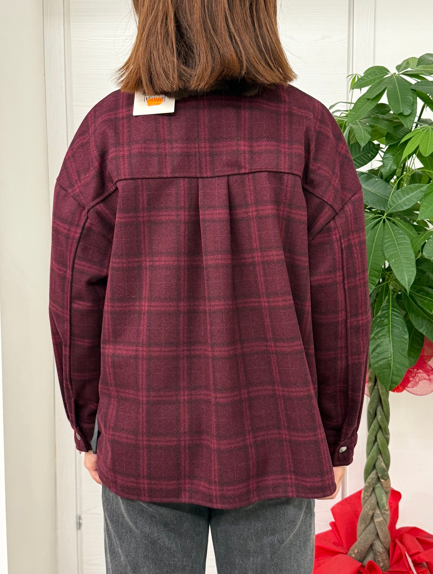 Giacca a camicia scozzese con taschino FGD MODA