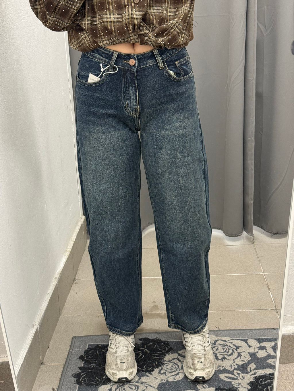 Jeans Balloon Con Taschino E Strappo Brillantinato Marrone YW-2020 FGD MODA