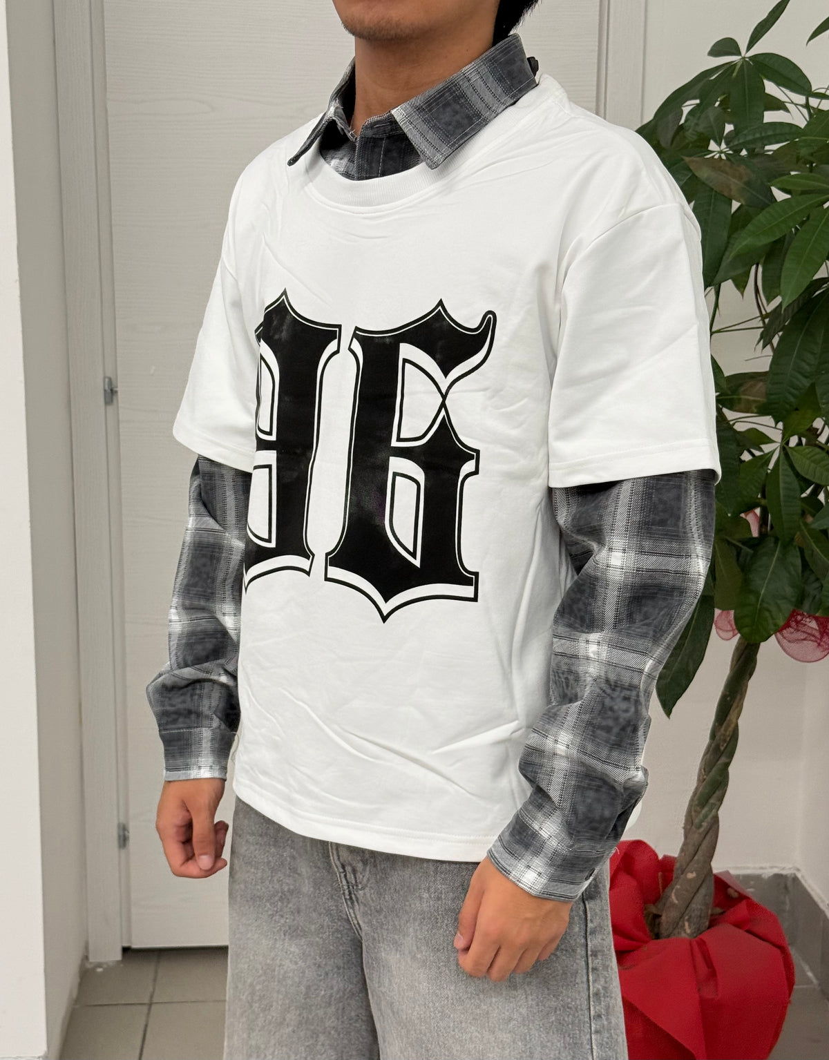 T-shirt Misto Camicia Scozzese Con Fantasia FGD MODA