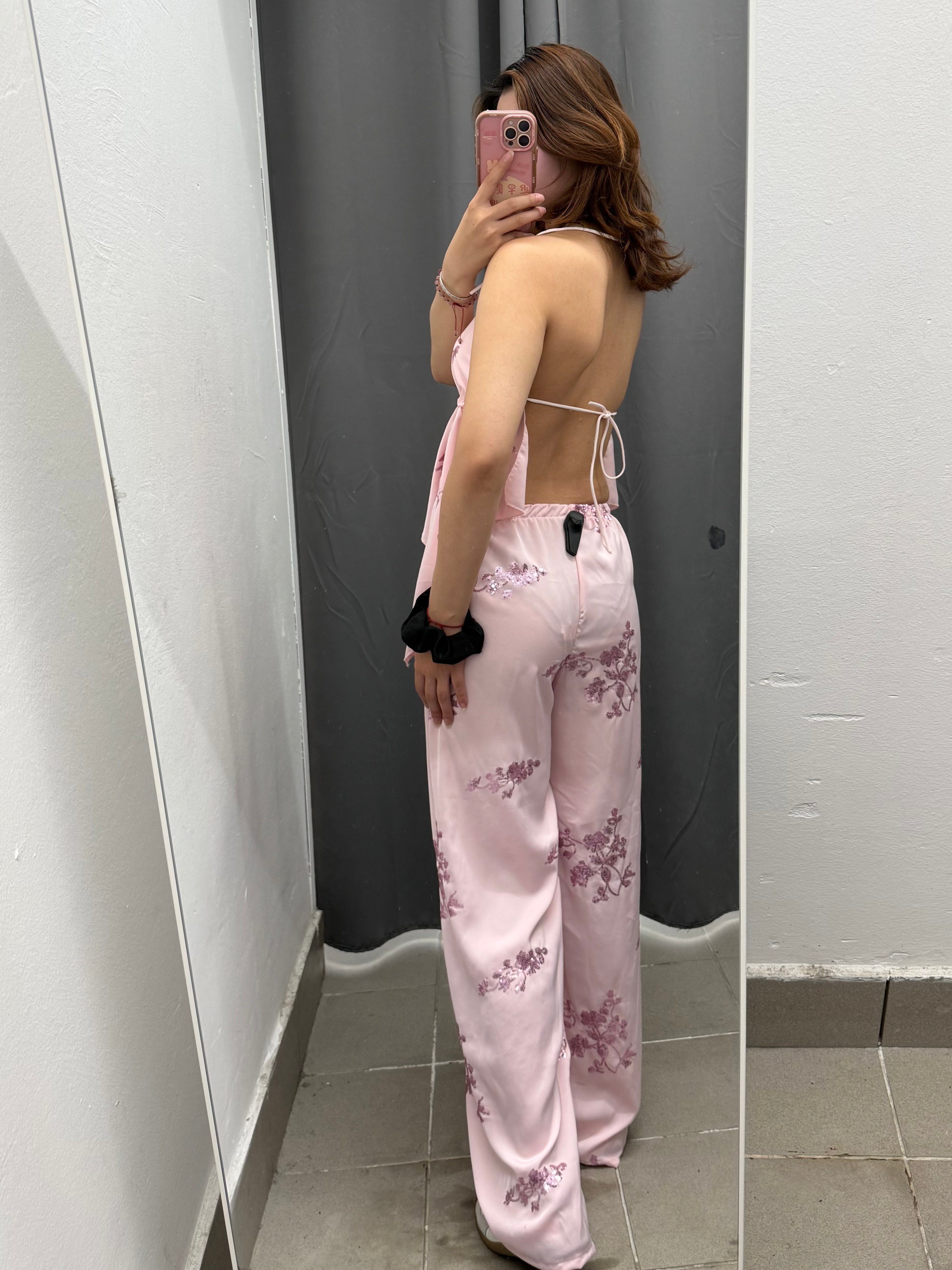 Set coordinato Top e Pantaloni a palazzo con paillettes FGD MODA