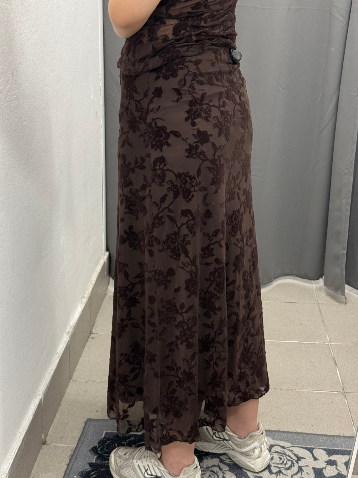 Gonna Lunga Con Stampe Fiorate In Velluto FGD MODA