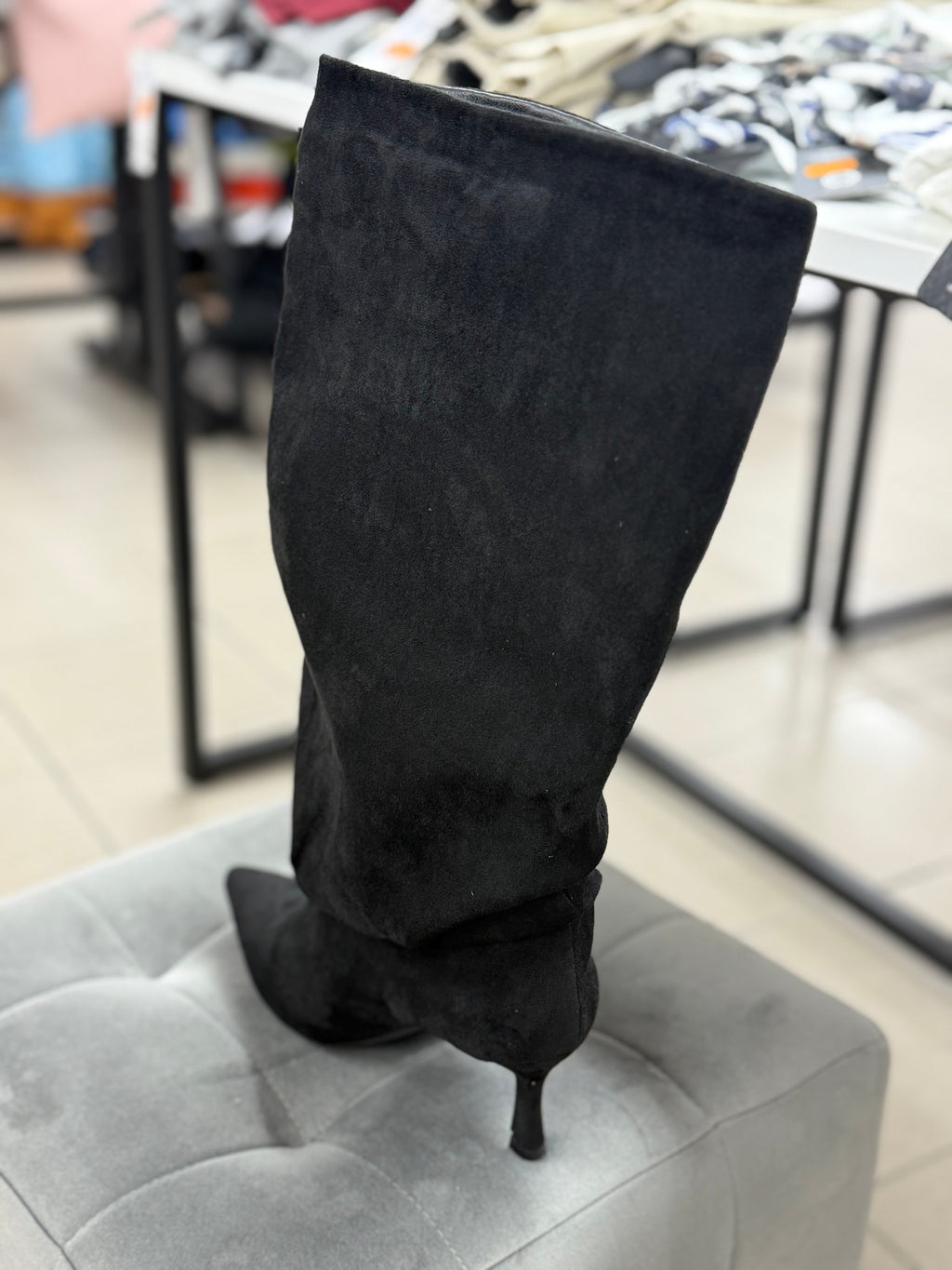 Stivali in camoscio con pieghe tacco 5cm FGD MODA
