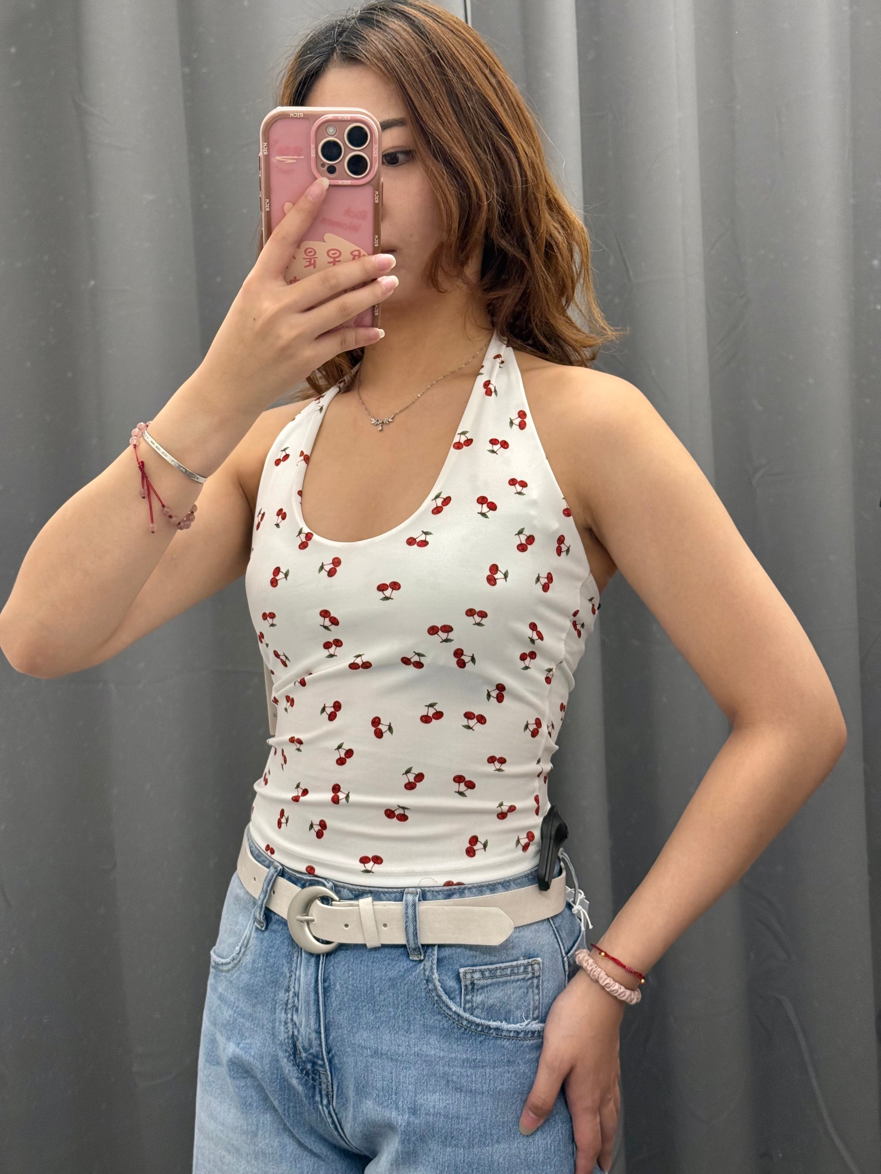 Top halter con ciliegie FGD MODA