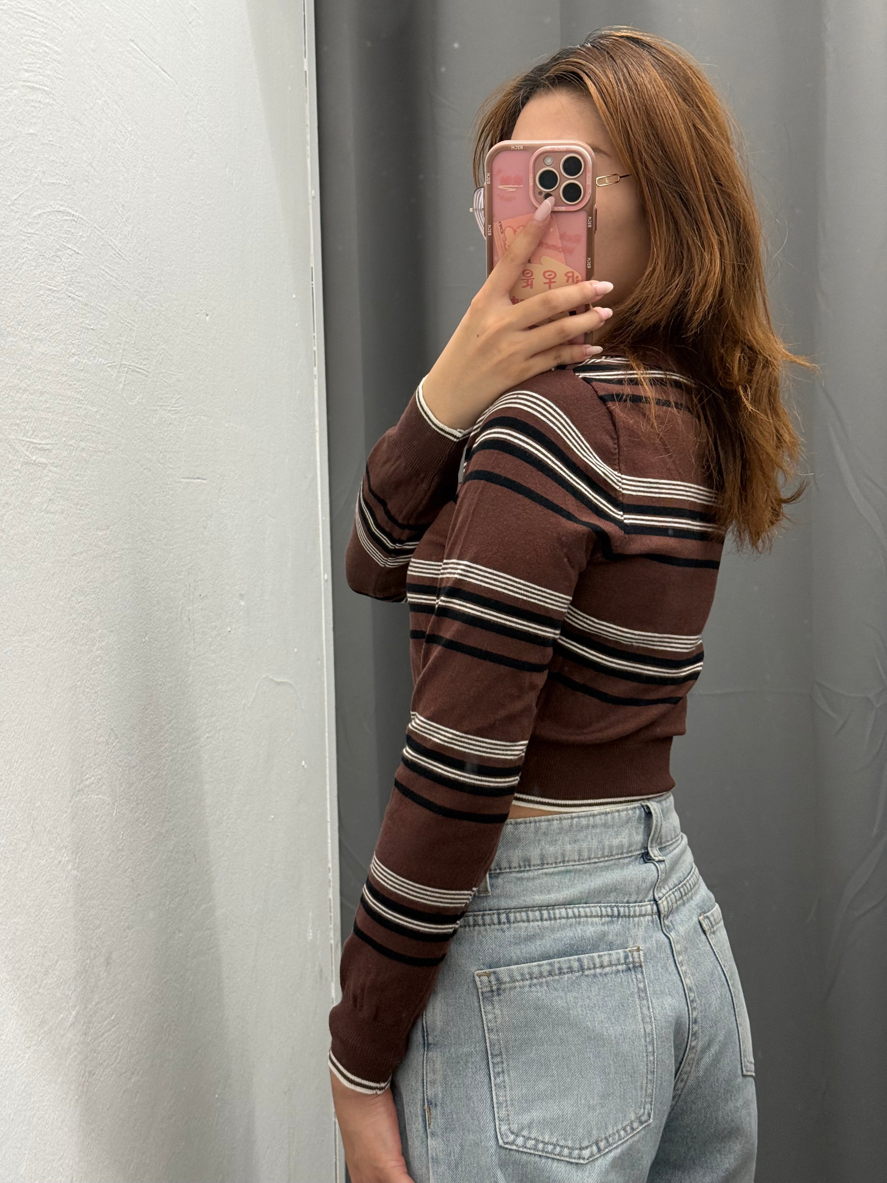Maglioncino Polo Crop a Righe FGD MODA
