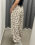 Pantaloni balloon effetto raso a pois con pence FGD MODA