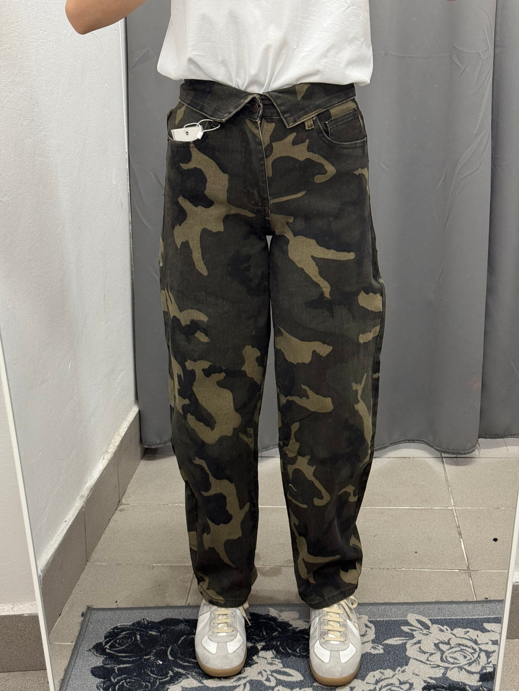 Jeans Mom Fit Militari Con Vita Risvoltata JA139 FGD MODA