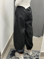 Pantaloni In Ecopelle Balloon Con Polsini FGD MODA