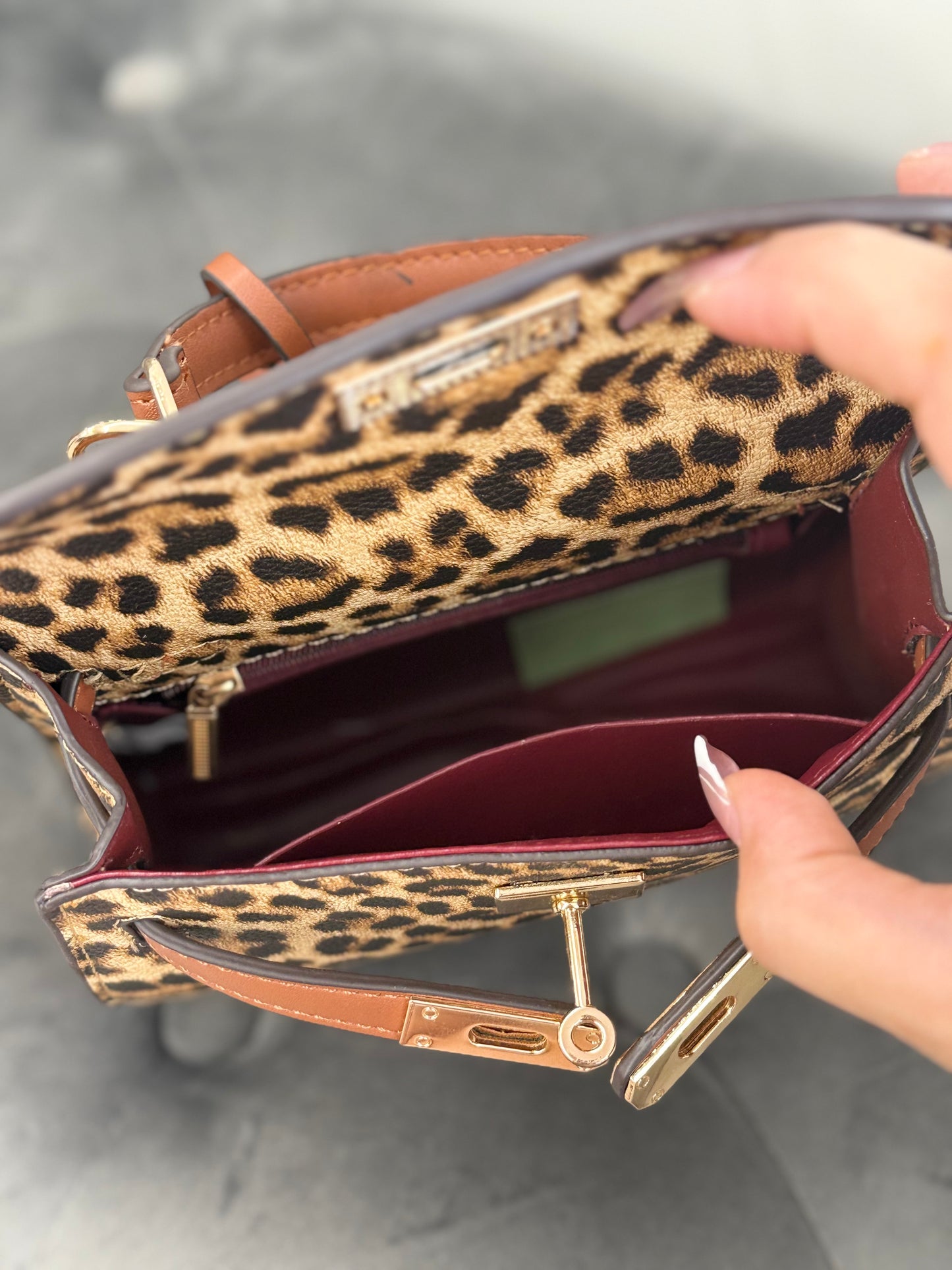 Borsa leopardata con tracolla Small