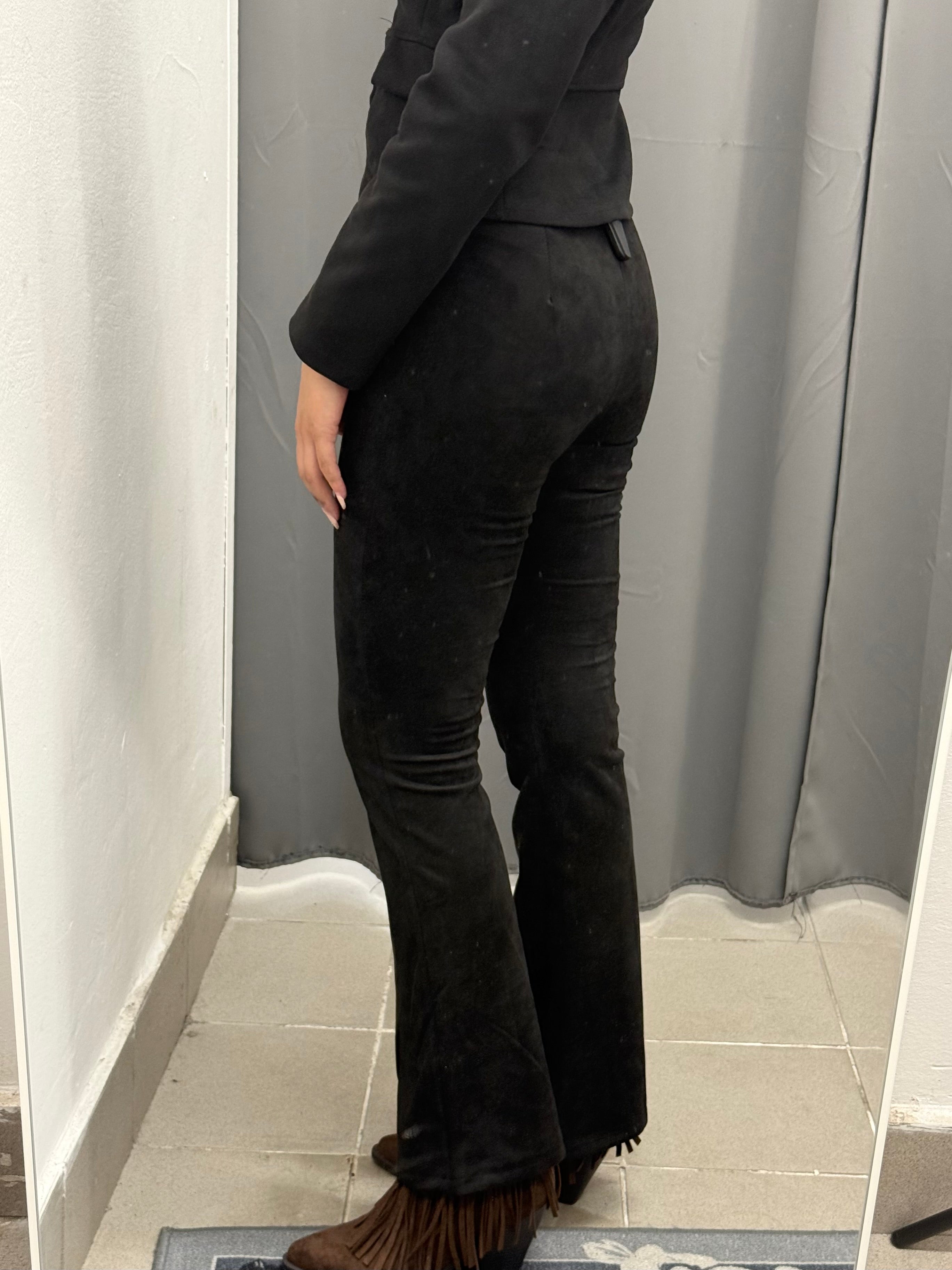 Pantaloni In Camoscio A Campana Con Zip FGD MODA