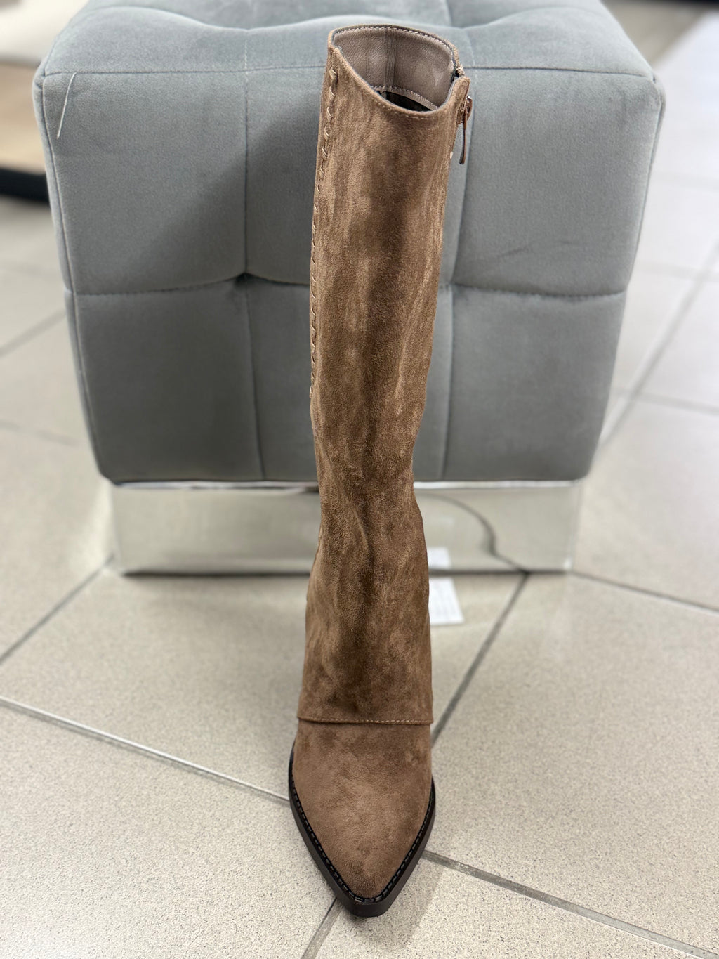 Stivali Texani In Camoscio Con Cucitura Laterale KL1015 FGD MODA