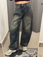 Jeans Barrel Con Cuciture Effetto Chiazzato F5167 FGD MODA