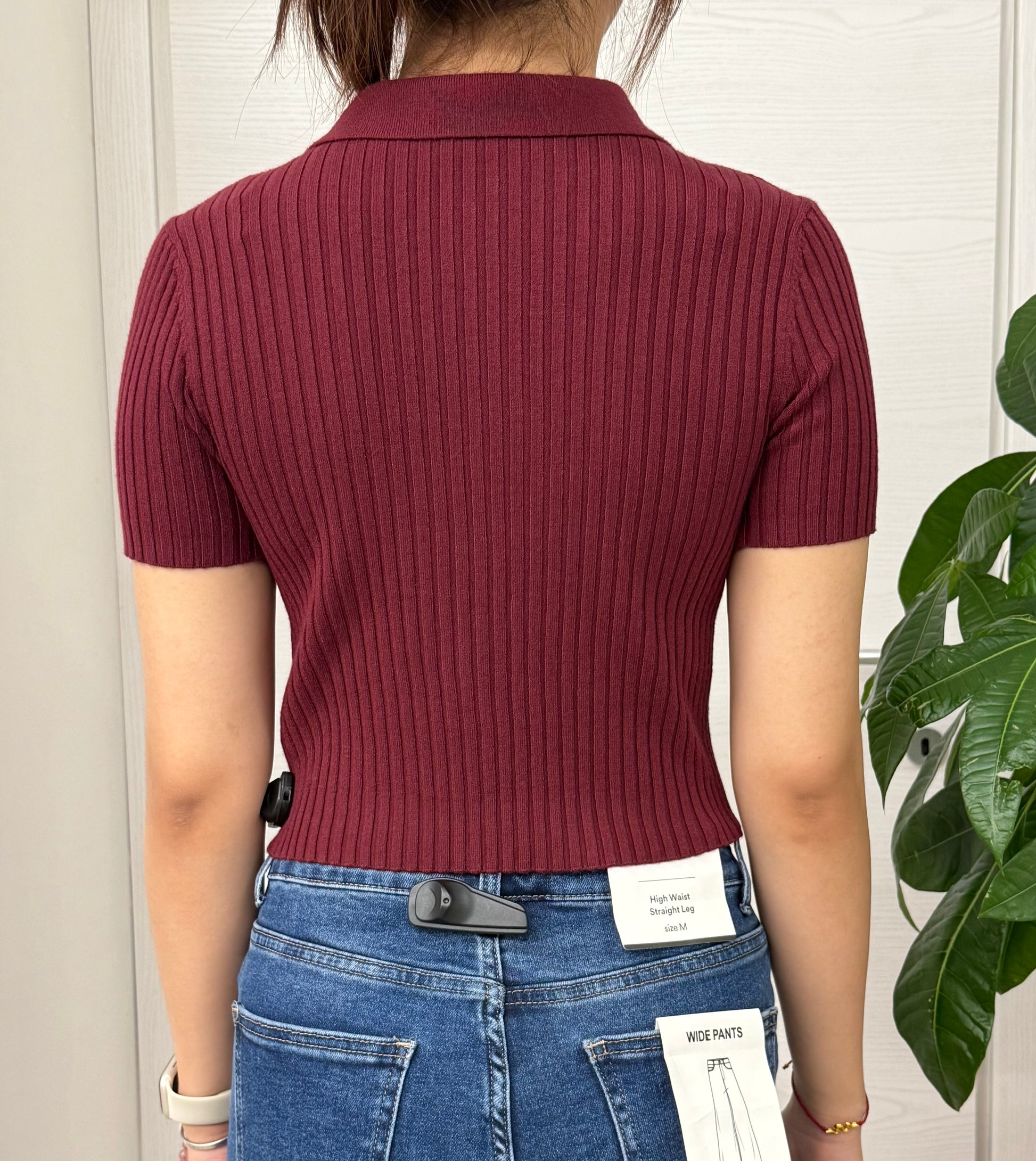 Top in maglia a costine con colletto FGD MODA