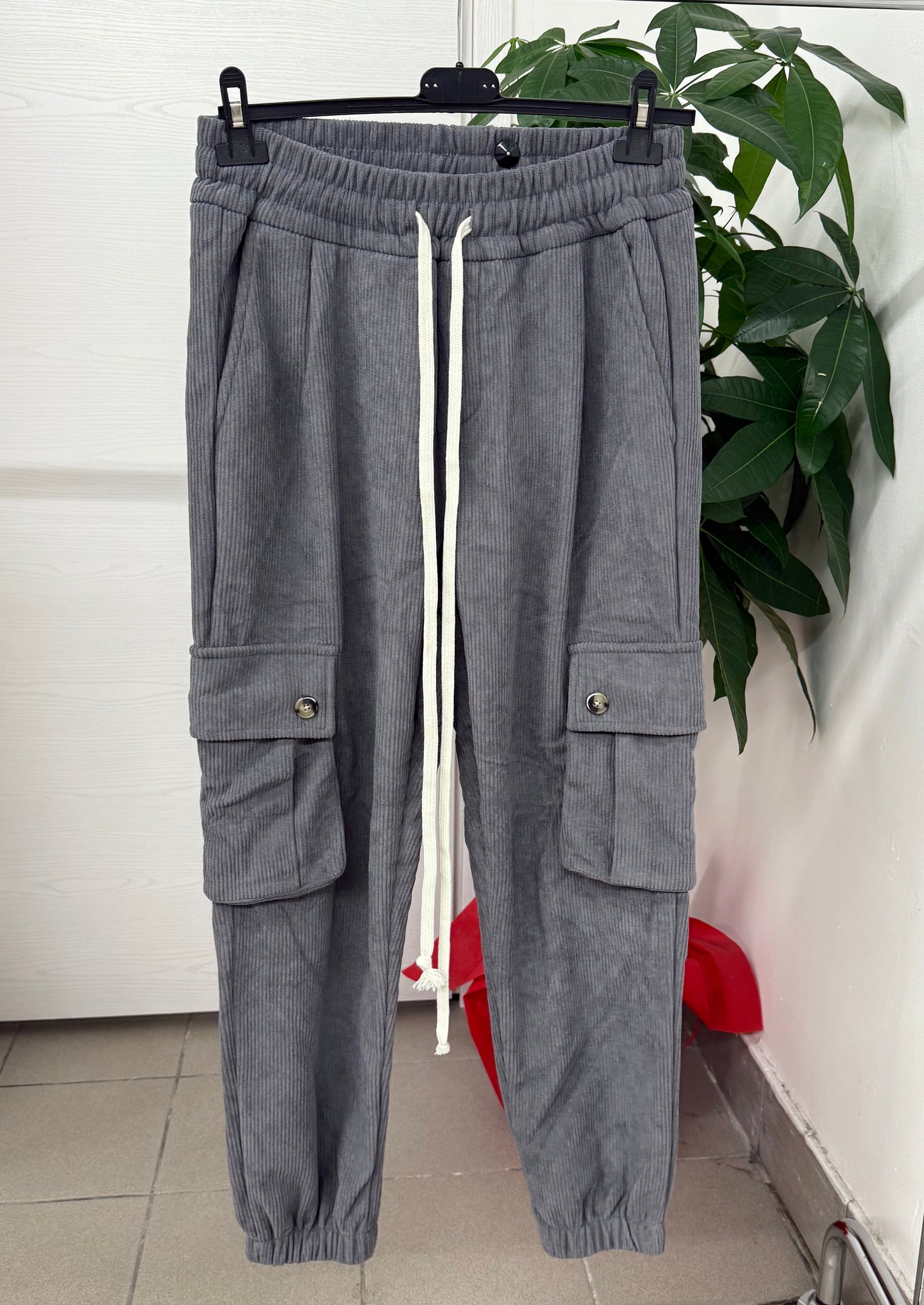 Pantaloni tuta a costine cargo Duca Homme FGD MODA