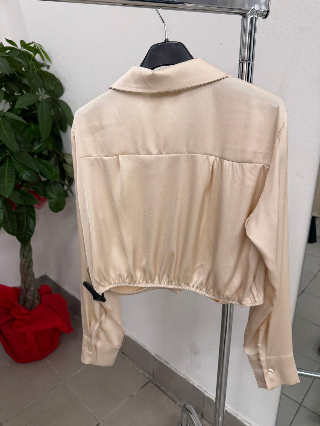 Camicia raso crop con elastico FGD MODA