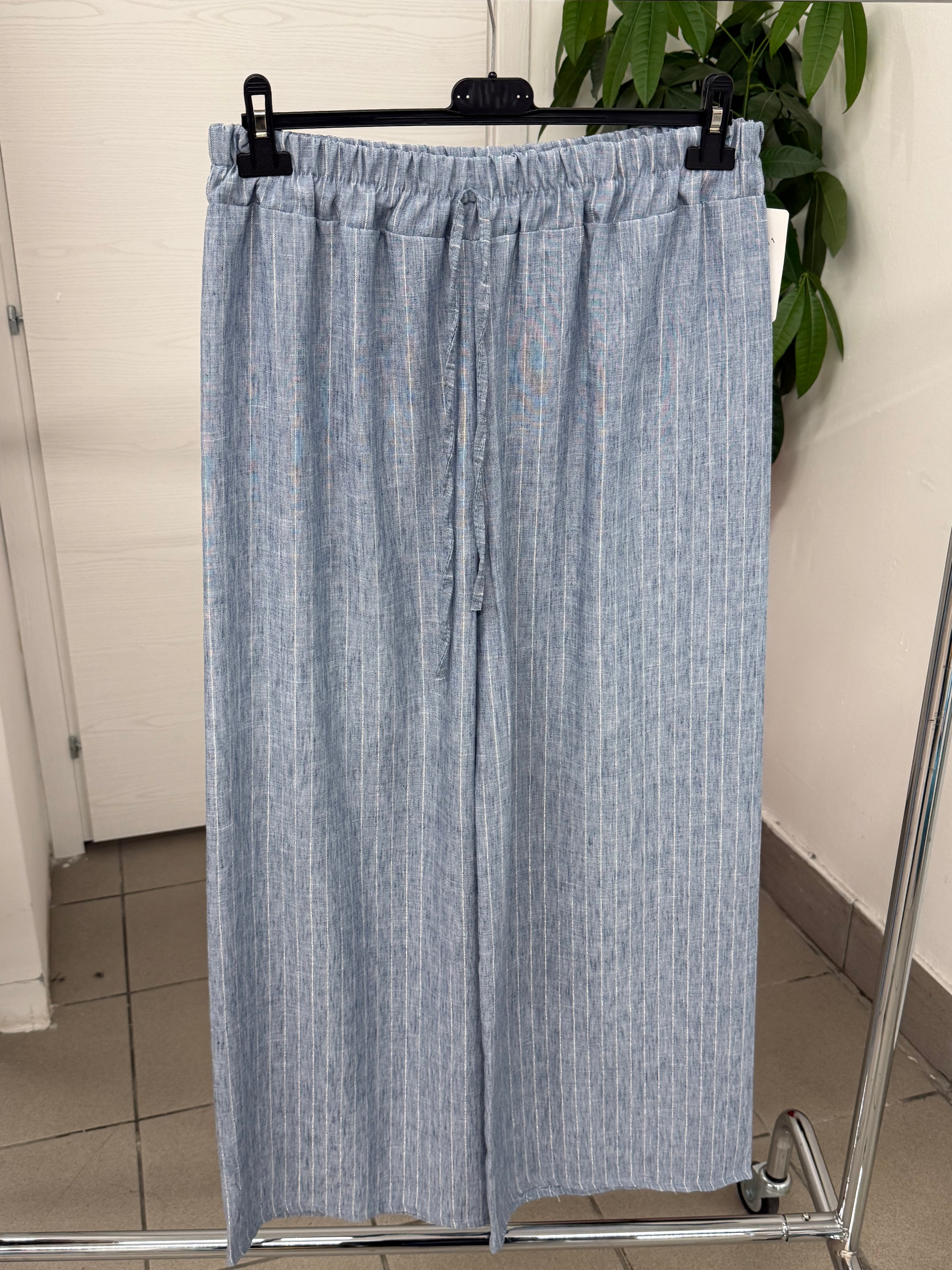 Pantaloni in viscosa a palazzo gessato con lurex per taglie curvy FGD MODA