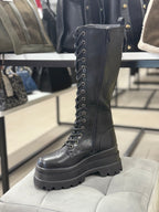 Stivali in ecopelle con lacci con platform alta FGD MODA
