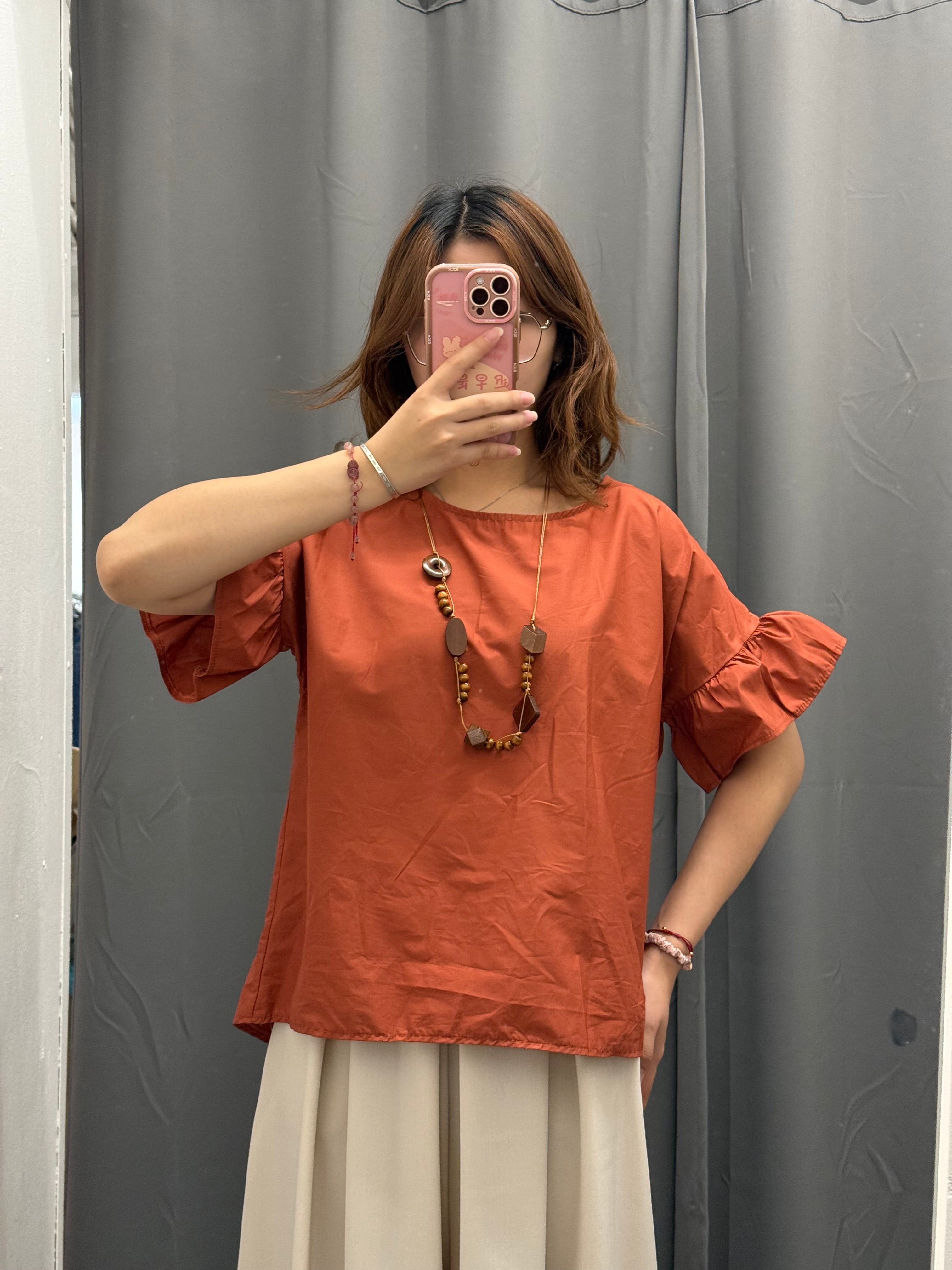 Maglietta 100% Cotone con Maniche a Balze FGD MODA