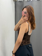 Body Semitrasparente Con Stampe Fiorate In Velluto Con Spalline Regolabili FGD MODA