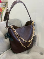 Borsa A Secchiello In Ecopelle Con Catena Dorata FGD MODA