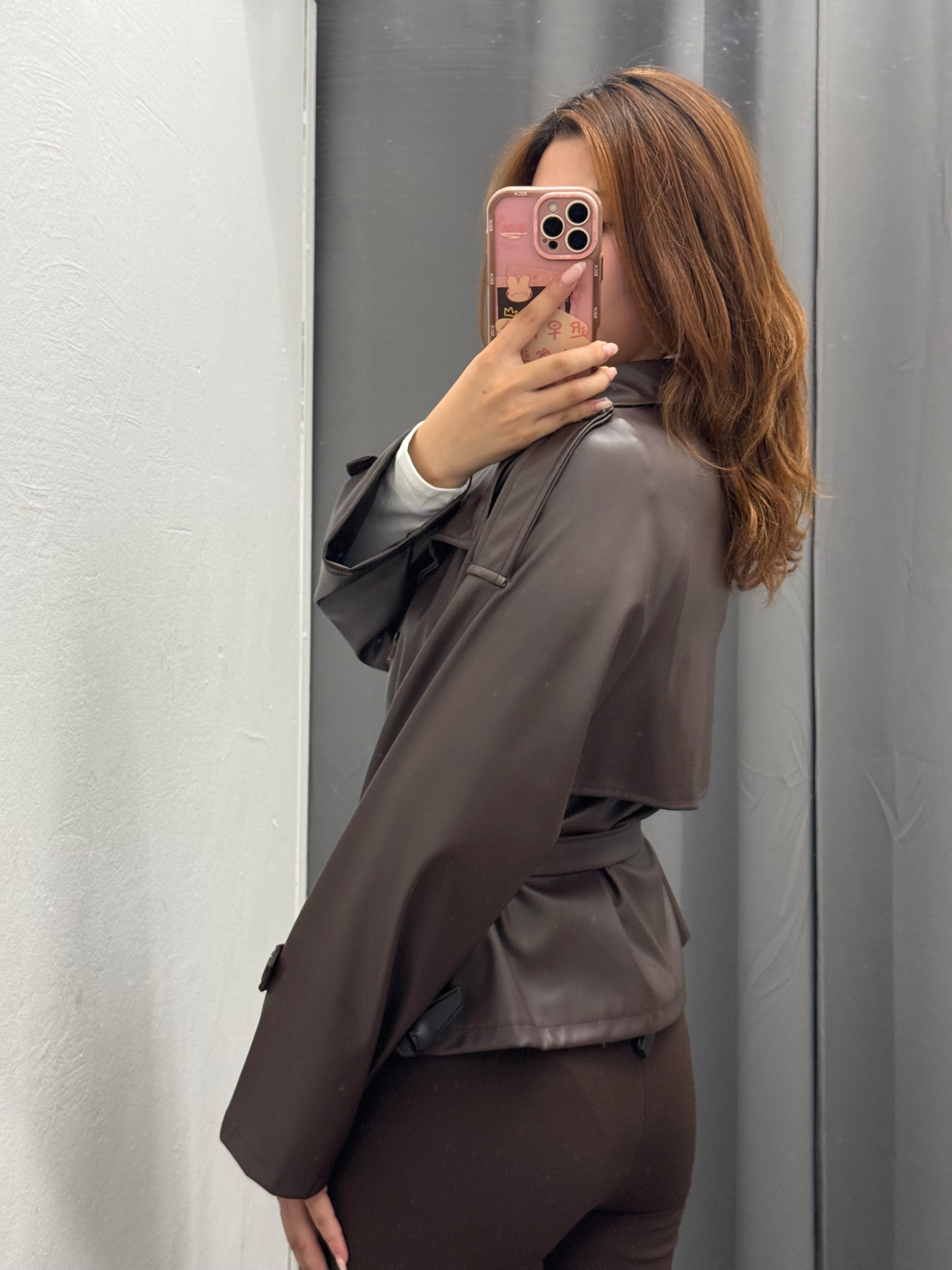 Trench Corto In Ecopelle Con Cinta FGD MODA