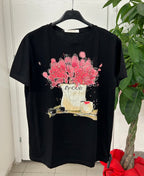 T-shirt a fantasia con brillantini FGD MODA