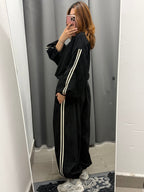 Set Coordinato In Velluto Giacca Bomber E Pantaloni Balloon Con Strisce Laterali FGD MODA