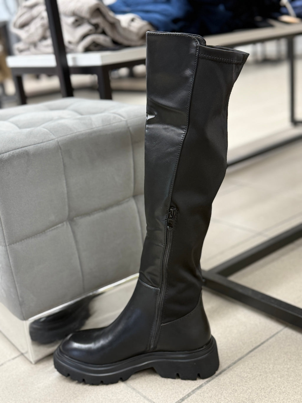 Stivali in ecopelle e nylon alti tacco 3cm FGD MODA