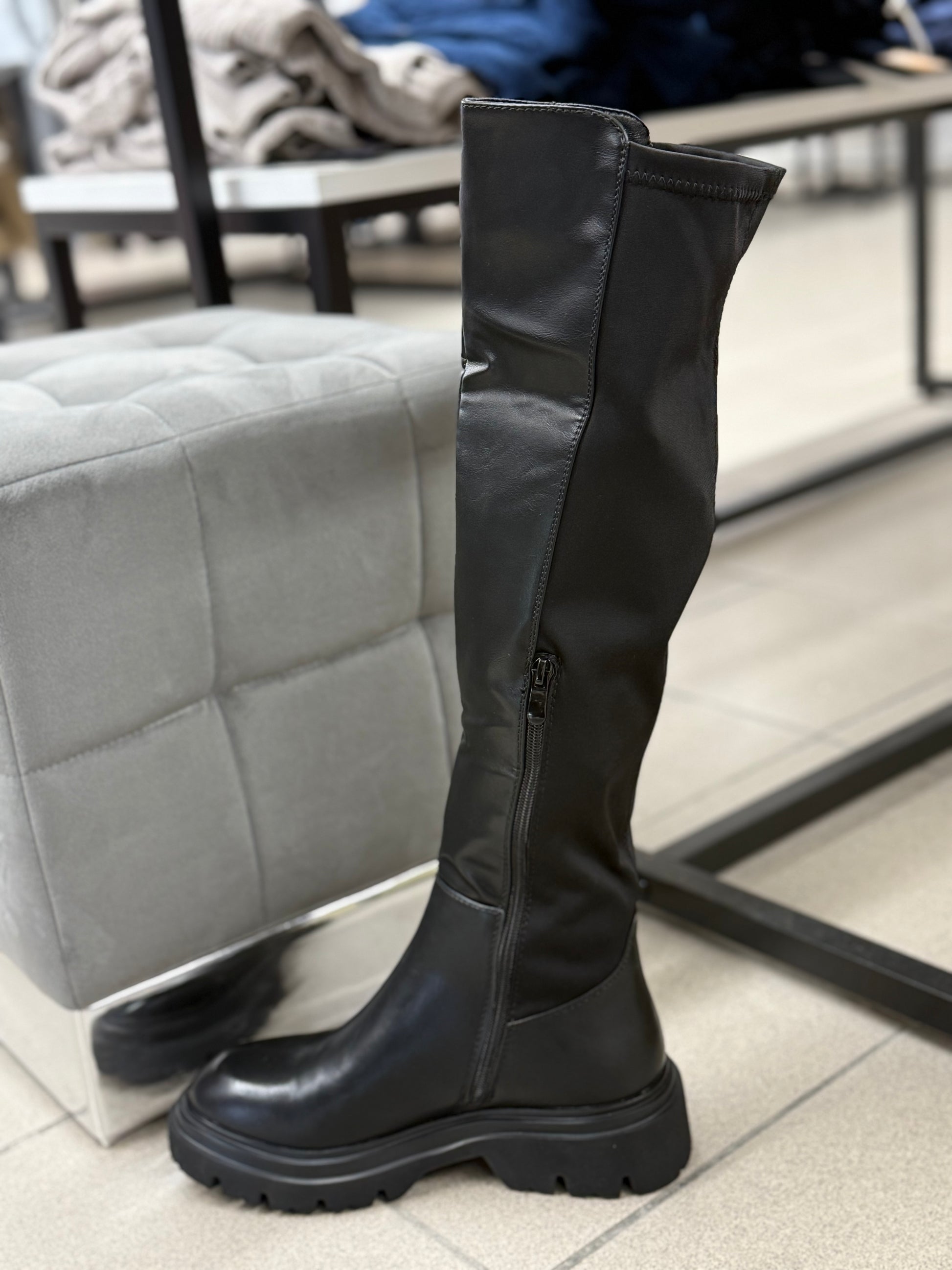 Stivali in ecopelle e nylon alti tacco 3cm FGD MODA