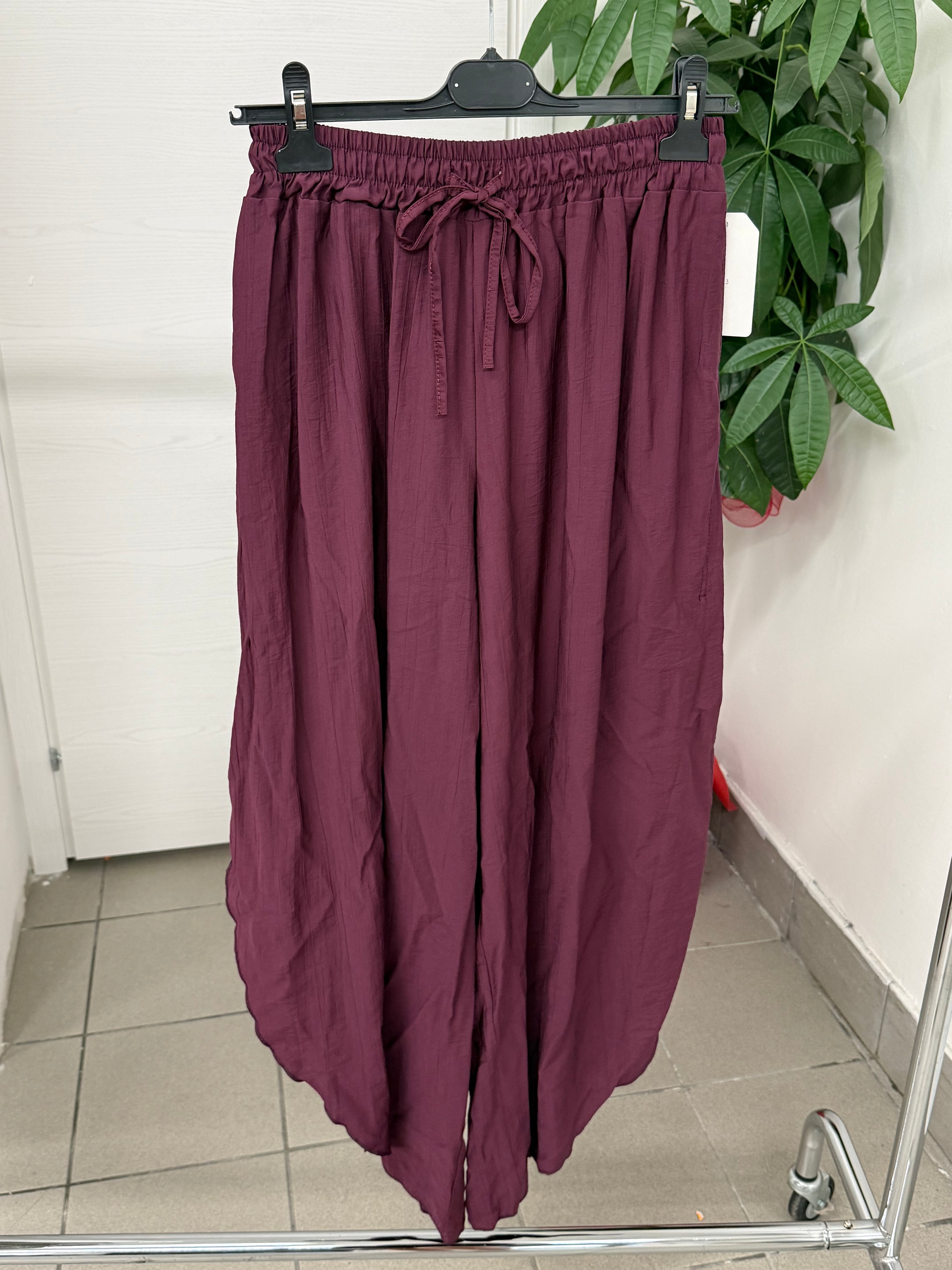 Pantaloni in Viscosa Ballon con Taglio Laterale FGD MODA